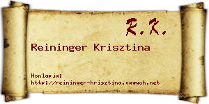 Reininger Krisztina névjegykártya